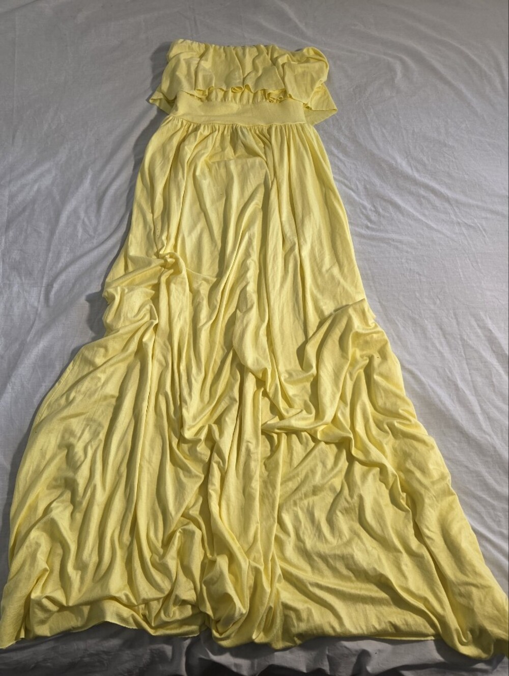 ASO The Client List Vintage Y2K Rachel Pally Yellow Strapless Ruffle Maxi Dress